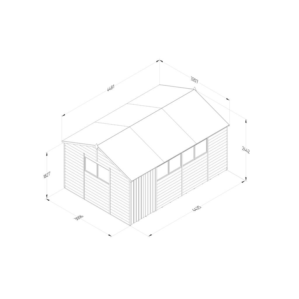 4LIFE Reverse Apex Shed 15×10 – Double Door – 6 Windows 5013053200896 2